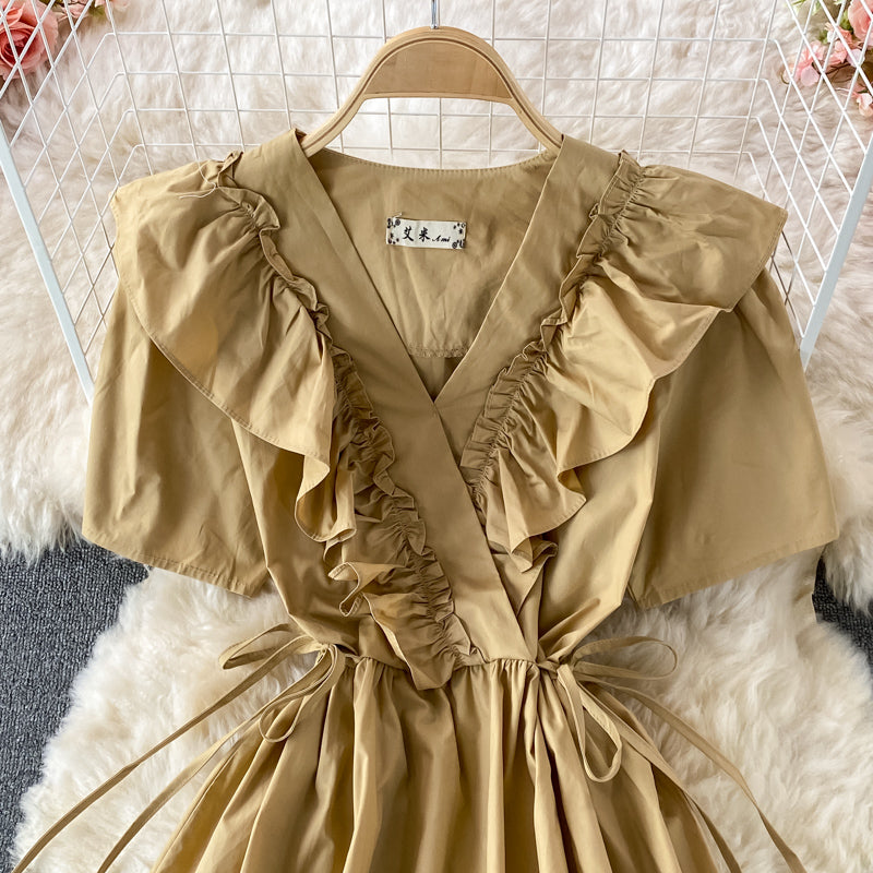 Cute A line v neck short dress fashion dress  549