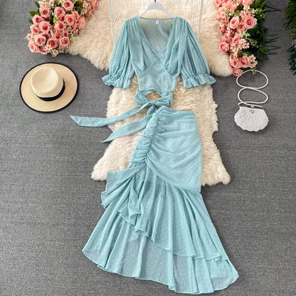 Cute A line two pieces dress fashion dress  537