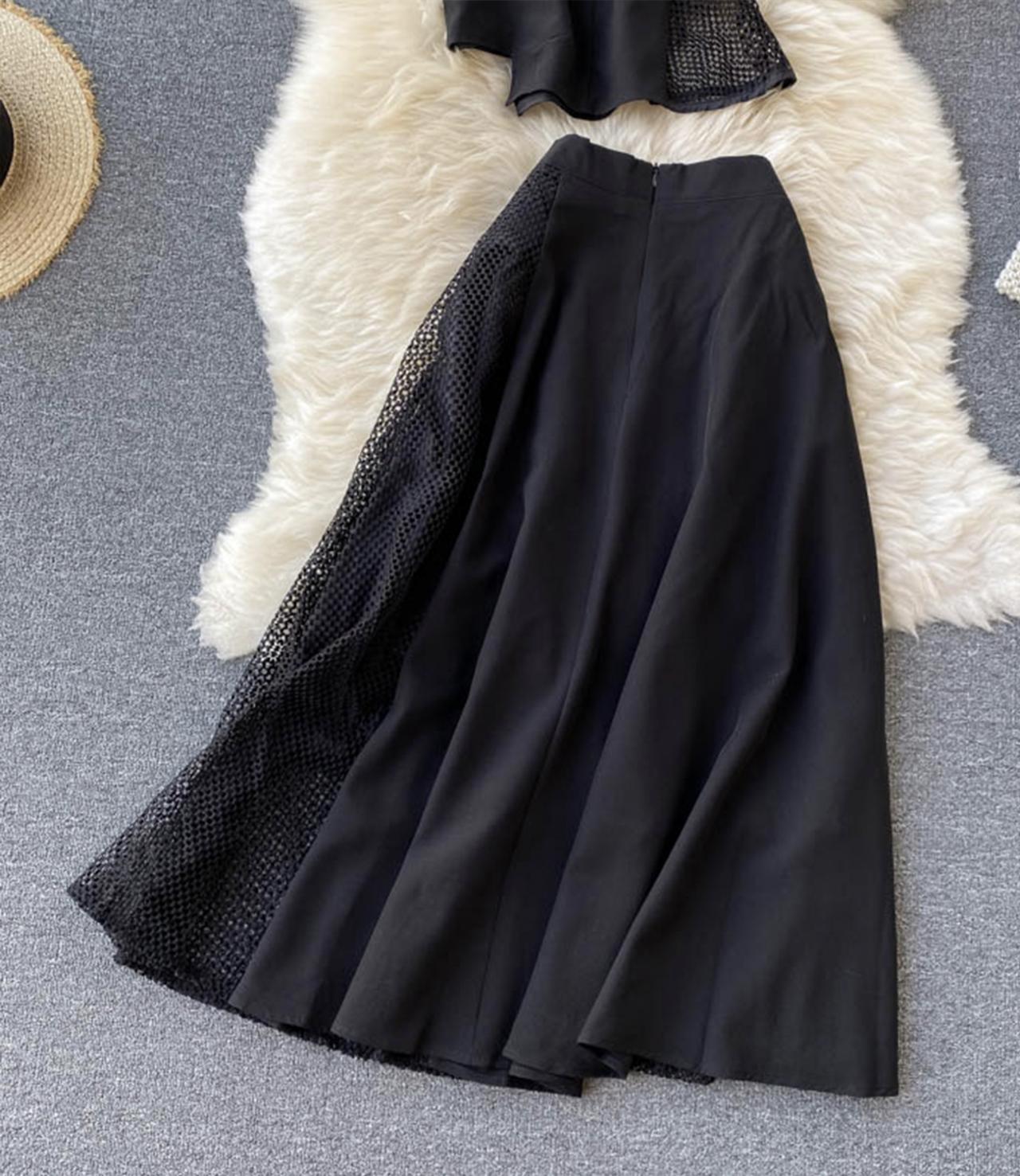 Black two pieces dress fashion dress  663