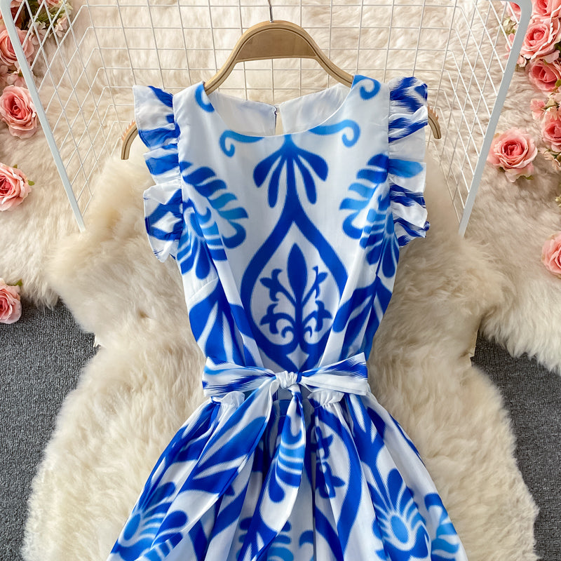 Cute round neck A line dress fashion dress  504