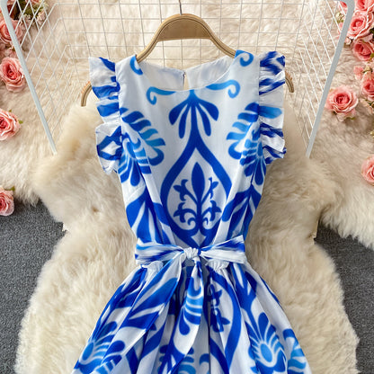 Cute round neck A line dress fashion dress  504