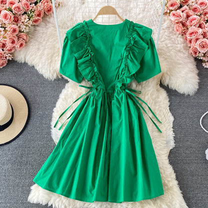 Cute A line v neck short dress fashion dress  549