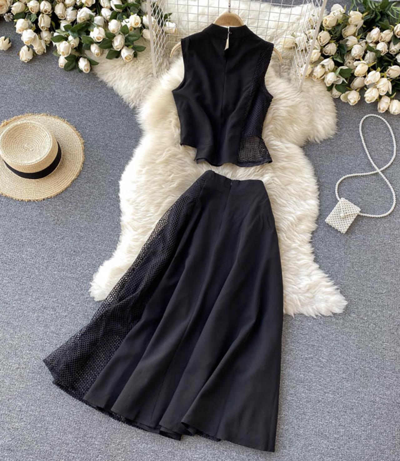 Black two pieces dress fashion dress  663