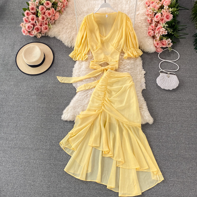 Cute A line two pieces dress fashion dress  537