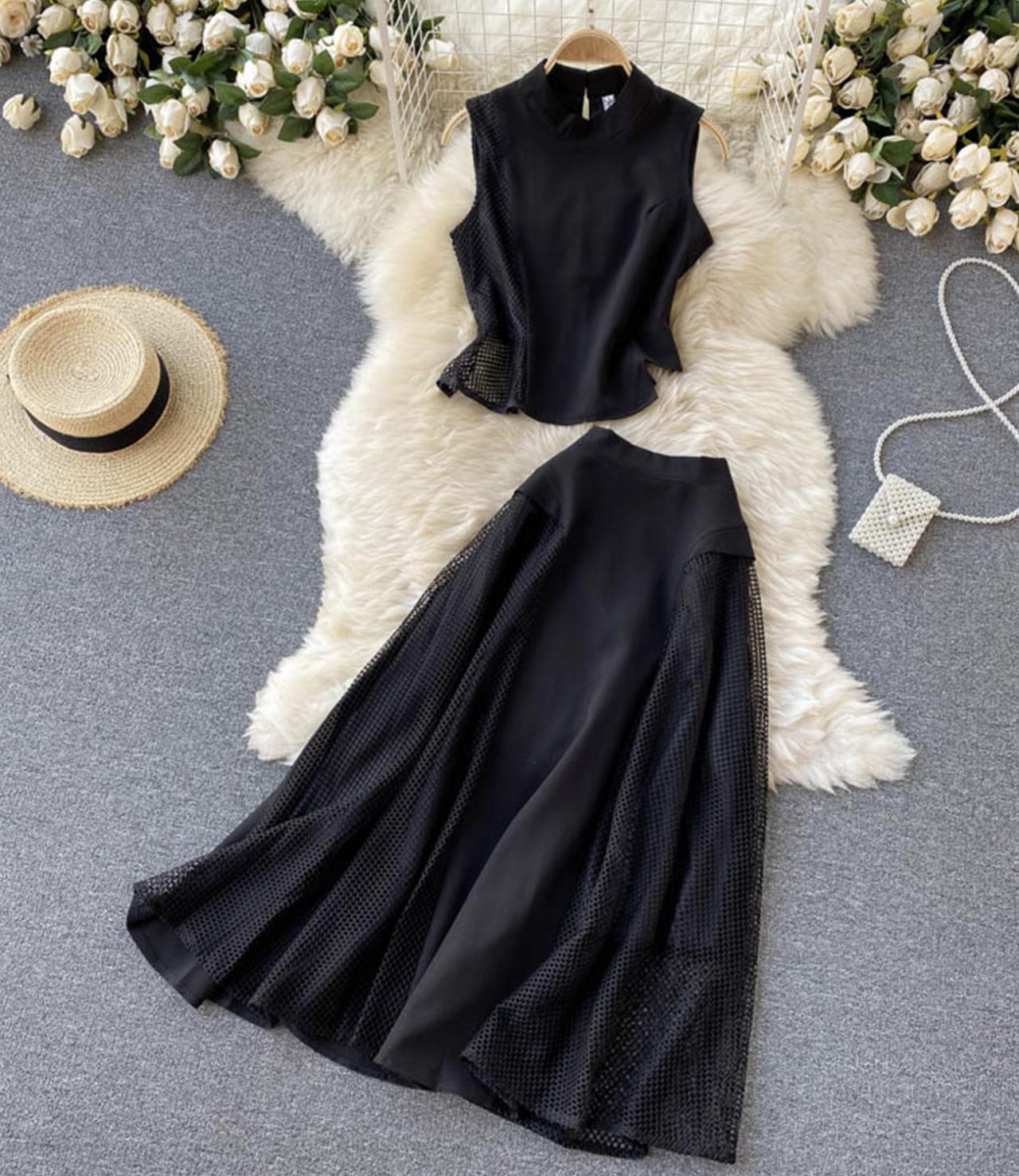 Black two pieces dress fashion dress  663
