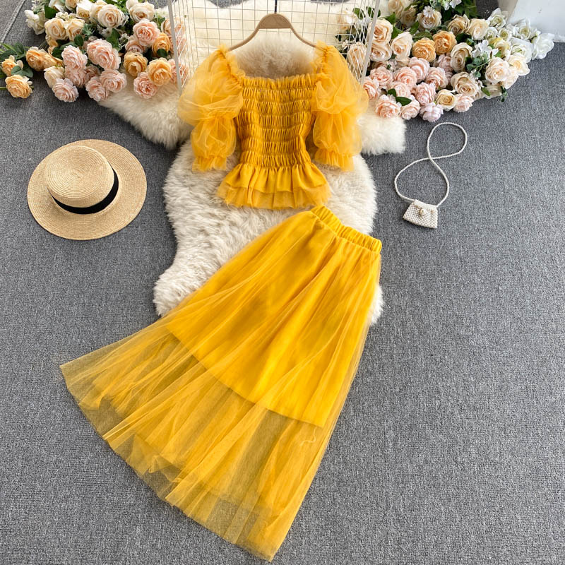 Cute tulle two pieces dress fashion dress  631
