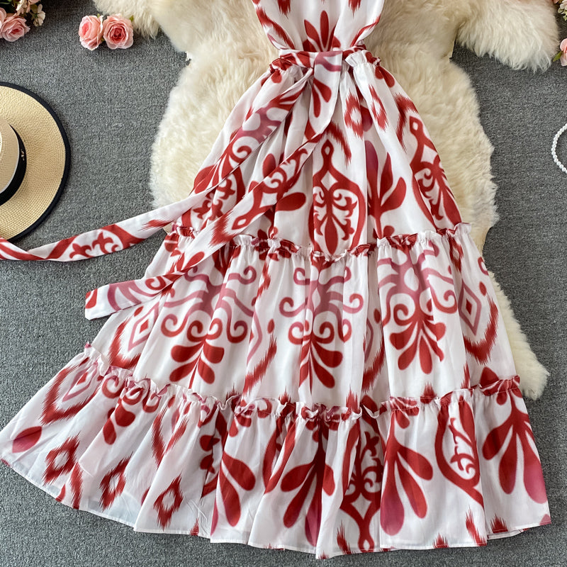 Cute round neck A line dress fashion dress  504