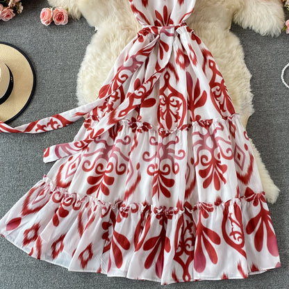 Cute round neck A line dress fashion dress  504