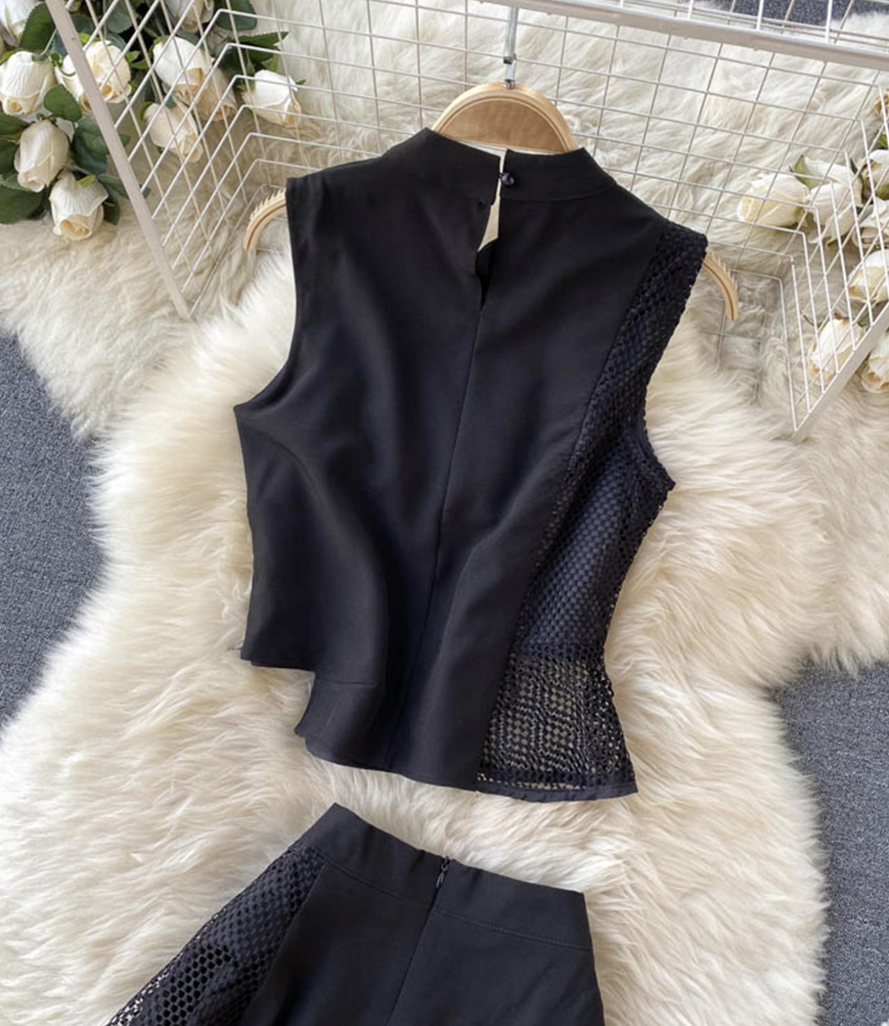 Black two pieces dress fashion dress  663