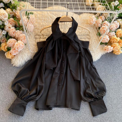 Stylish off-shoulder puff sleeve top  313