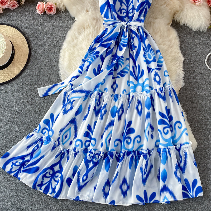 Cute round neck A line dress fashion dress  504