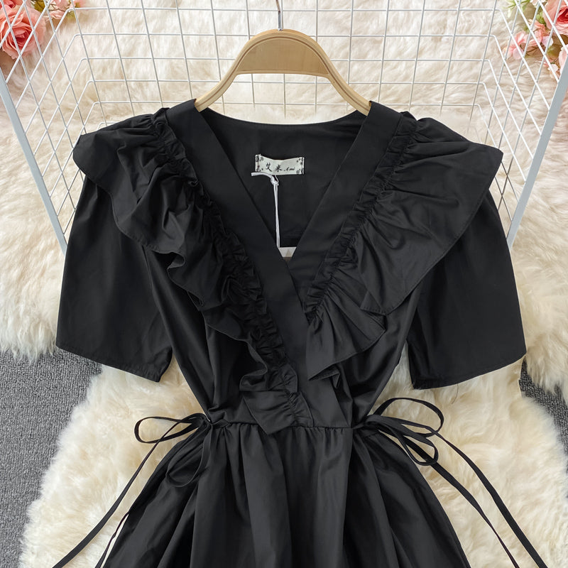 Cute A line v neck short dress fashion dress  549