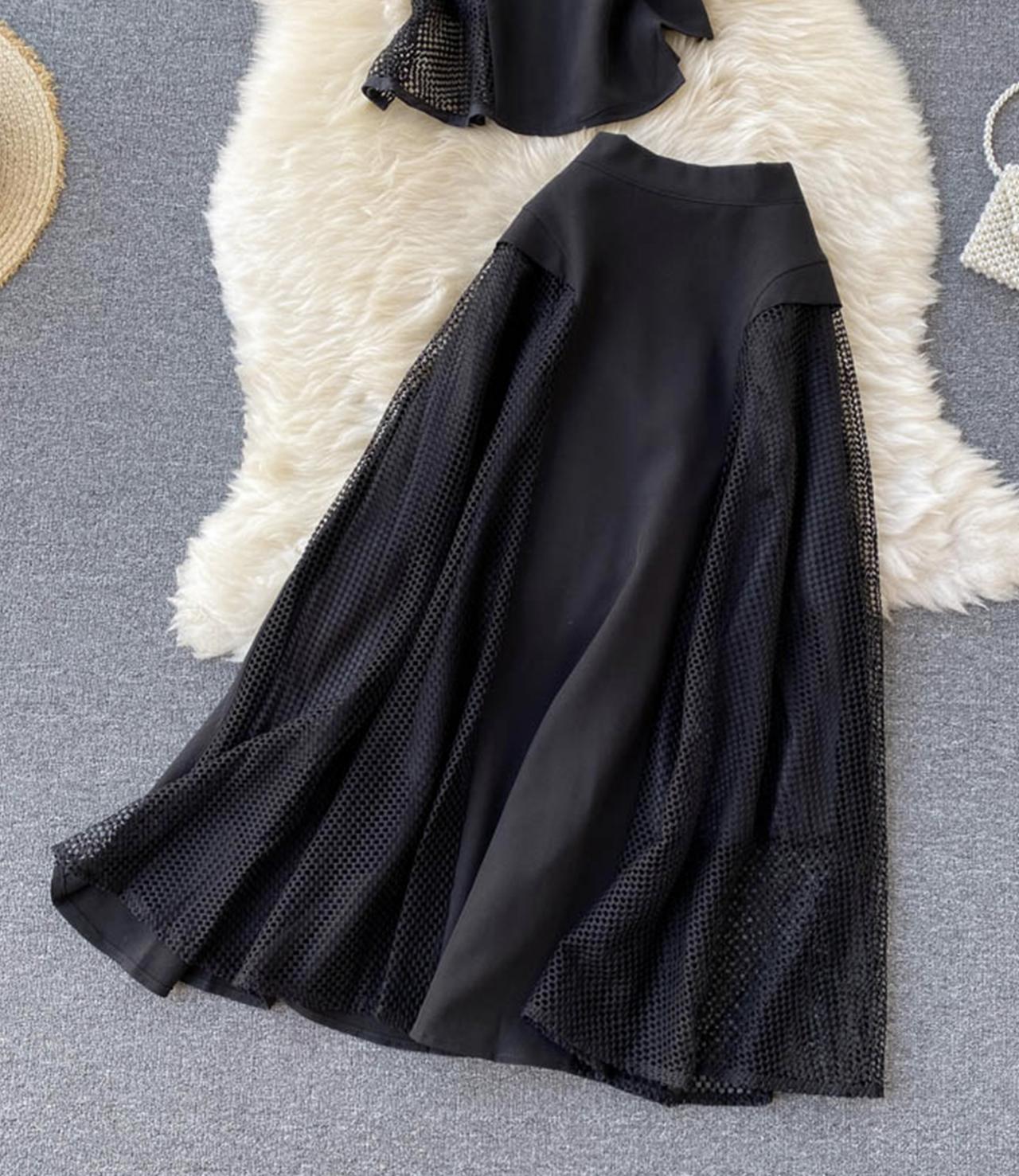 Black two pieces dress fashion dress  663