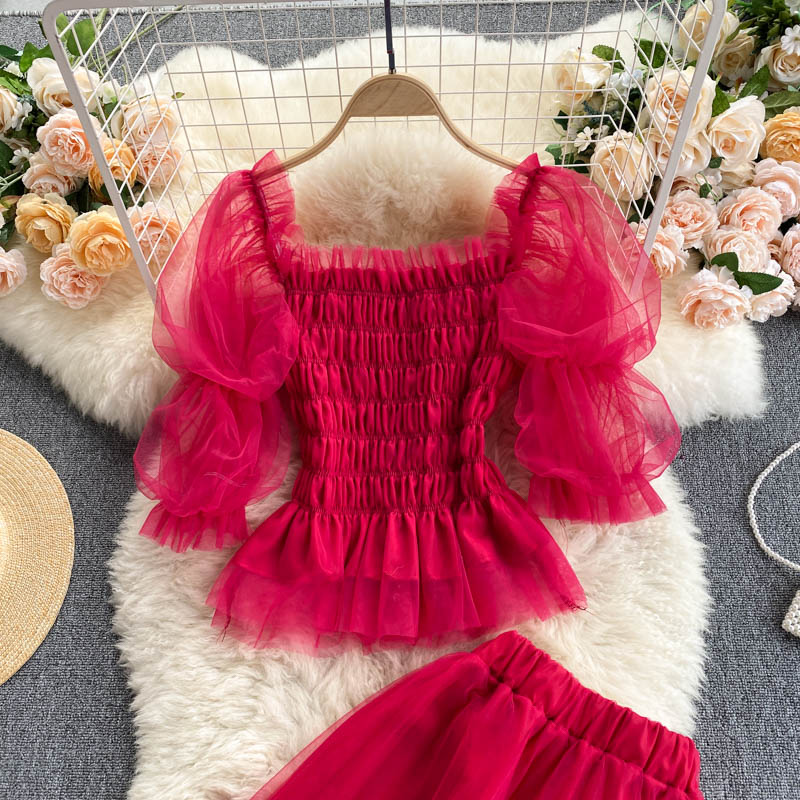 Cute tulle two pieces dress fashion dress  631