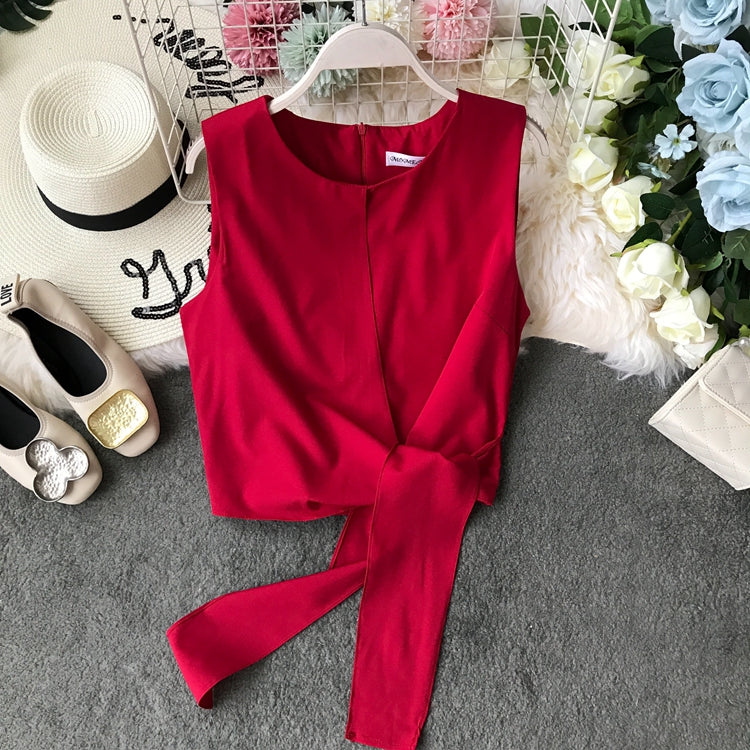 Cute round neck sleeveless top  305