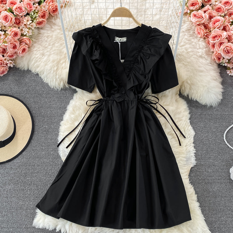 Cute A line v neck short dress fashion dress  549