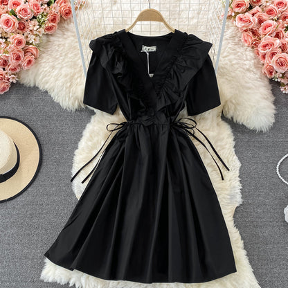 Cute A line v neck short dress fashion dress  549
