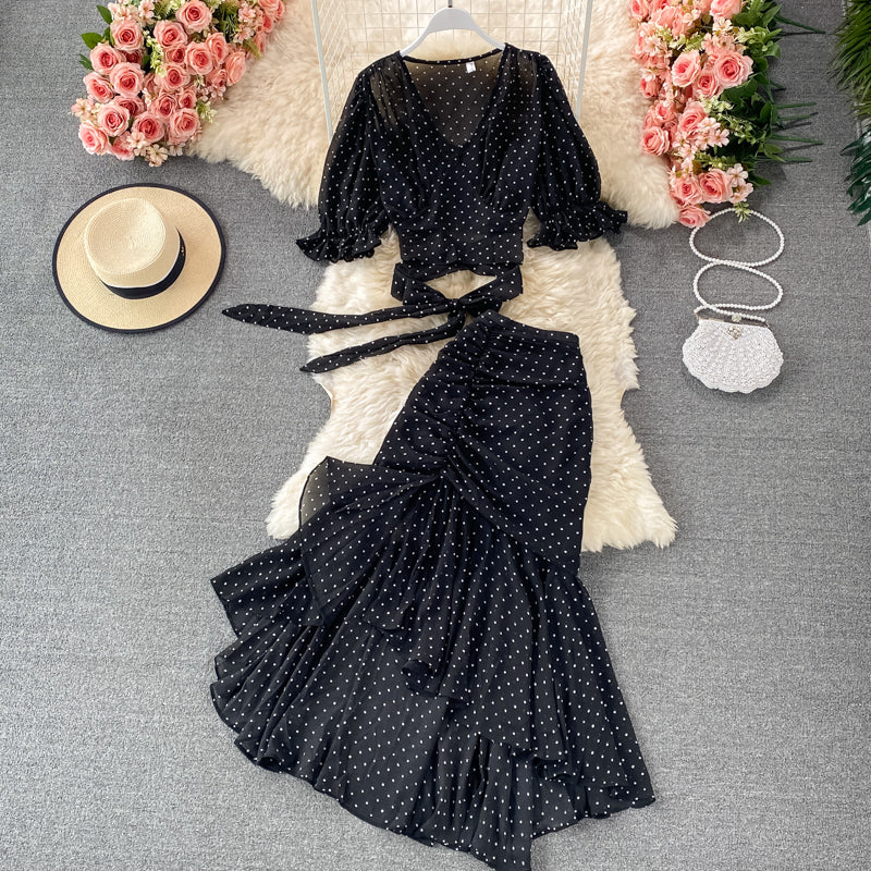 Cute A line two pieces dress fashion dress  537