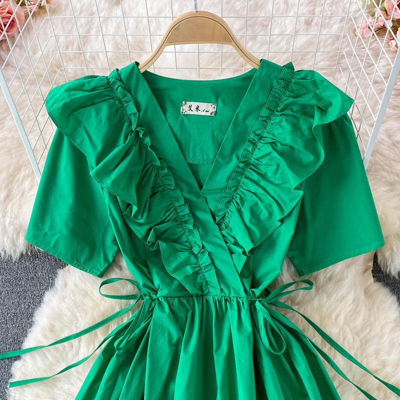 Cute A line v neck short dress fashion dress  549