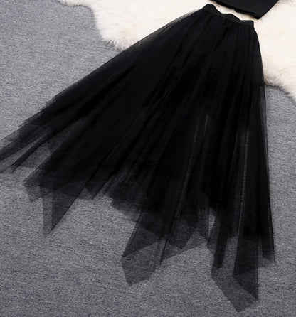 Black A line tulle two pieces dress fashion dress  680