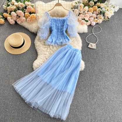 Cute tulle two pieces dress fashion dress  631
