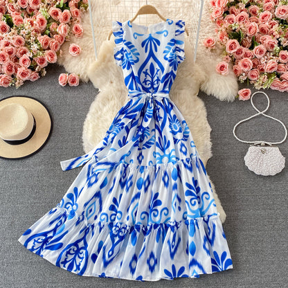Cute round neck A line dress fashion dress  504