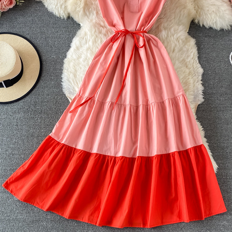 Stylish contrast A line dress  567