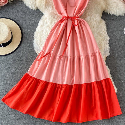 Stylish contrast A line dress  567