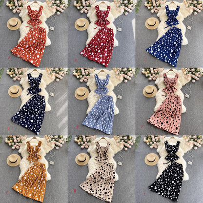 Cute regular polka dot dress two pieces dress  575