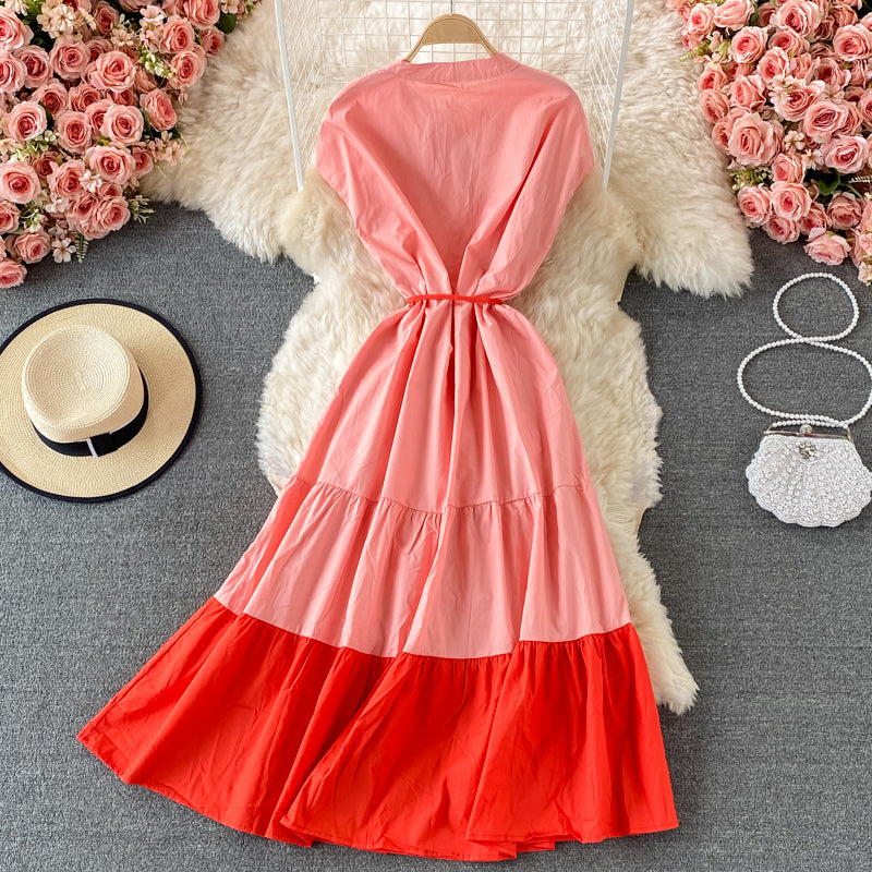 Stylish contrast A line dress  567