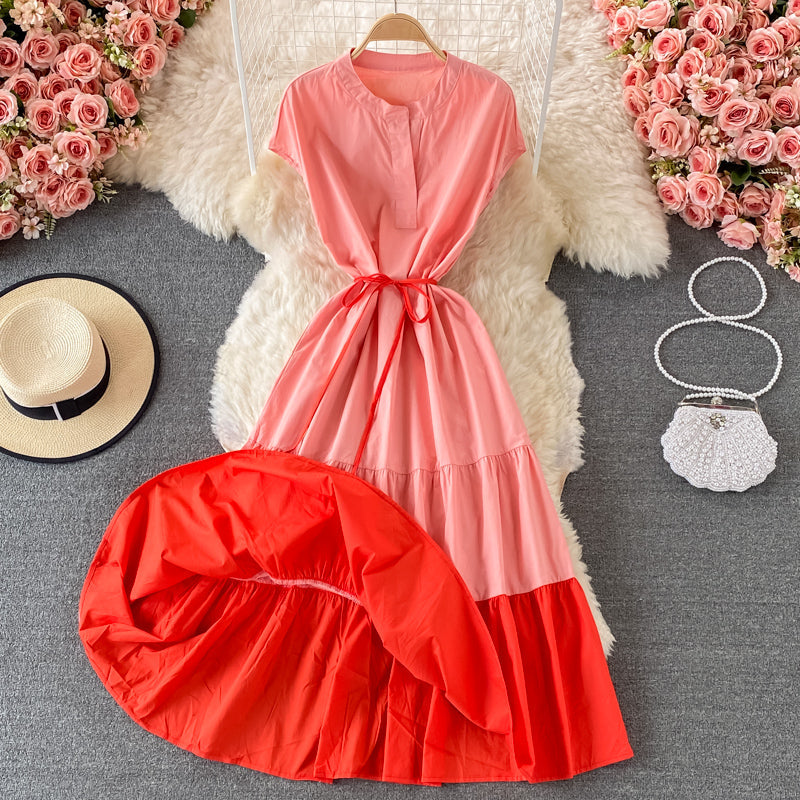 Stylish contrast A line dress  567