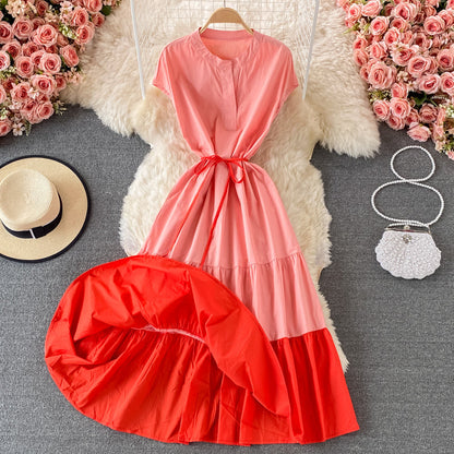 Stylish contrast A line dress  567