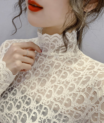 Stylish lace see through top  366