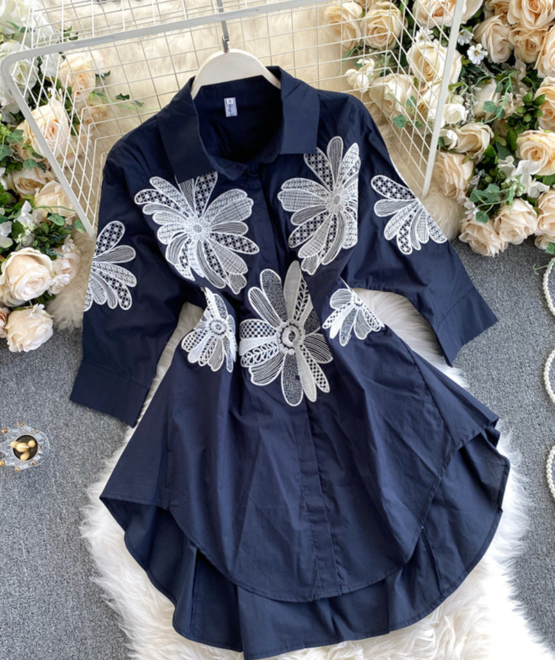 Blue lace applique tops  358