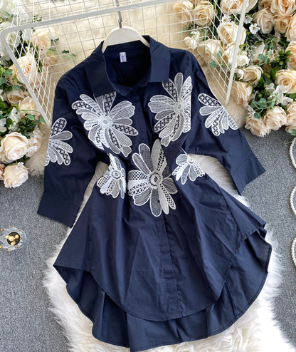 Blue lace applique tops  358