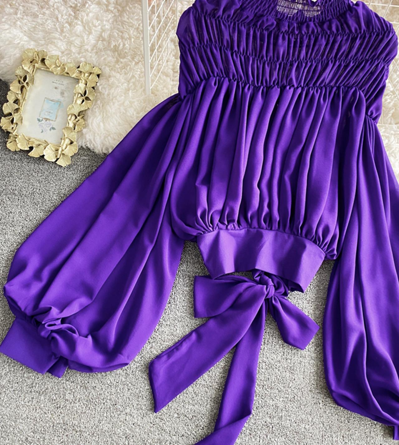 Stylish chiffon long sleeve tops  337