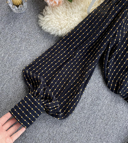 Stylish long sleeve black tops  341