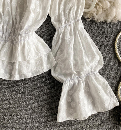 Cute lace tops white long sleeve tops  325