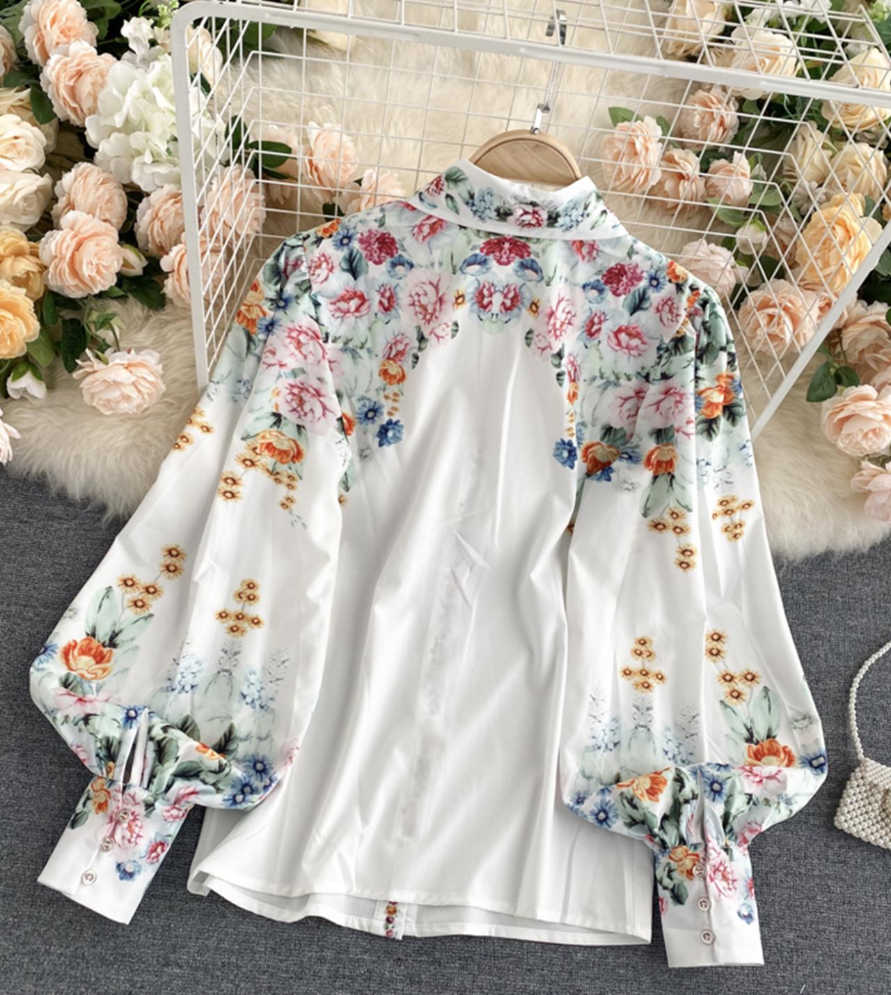 Stylish floral dress long sleeve dress  336