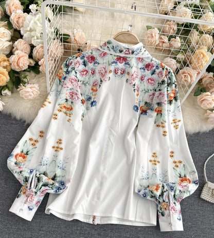 Stylish floral dress long sleeve dress  336