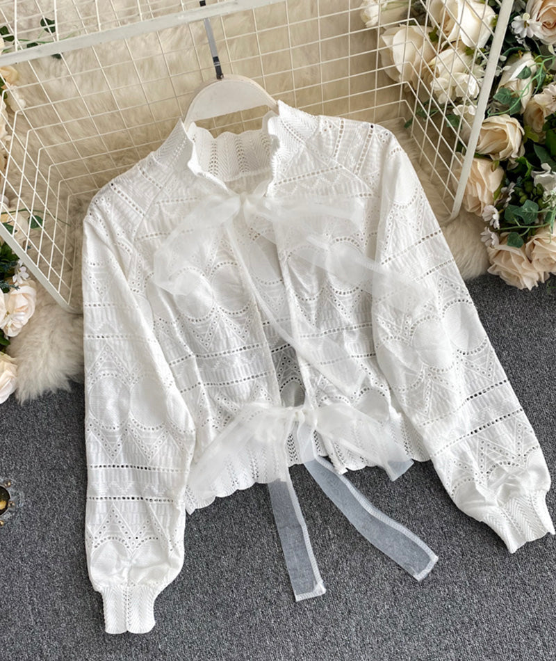 Cute white hollow top  375