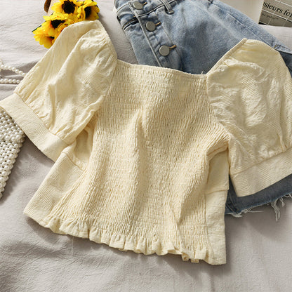 Cute lace up short sleeve top crop tops  296