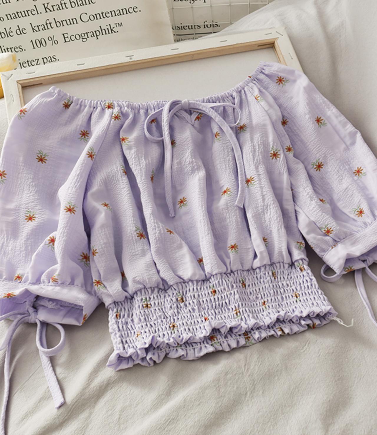 Cute floral pattern top crop tops  294