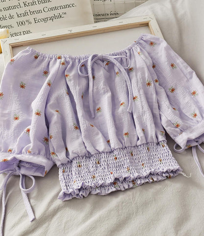 Cute floral pattern top crop tops  294