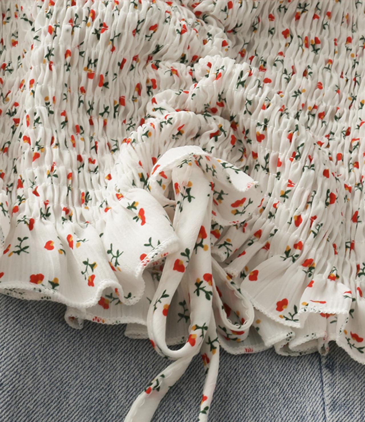 Cute floral drawstring crop top  293