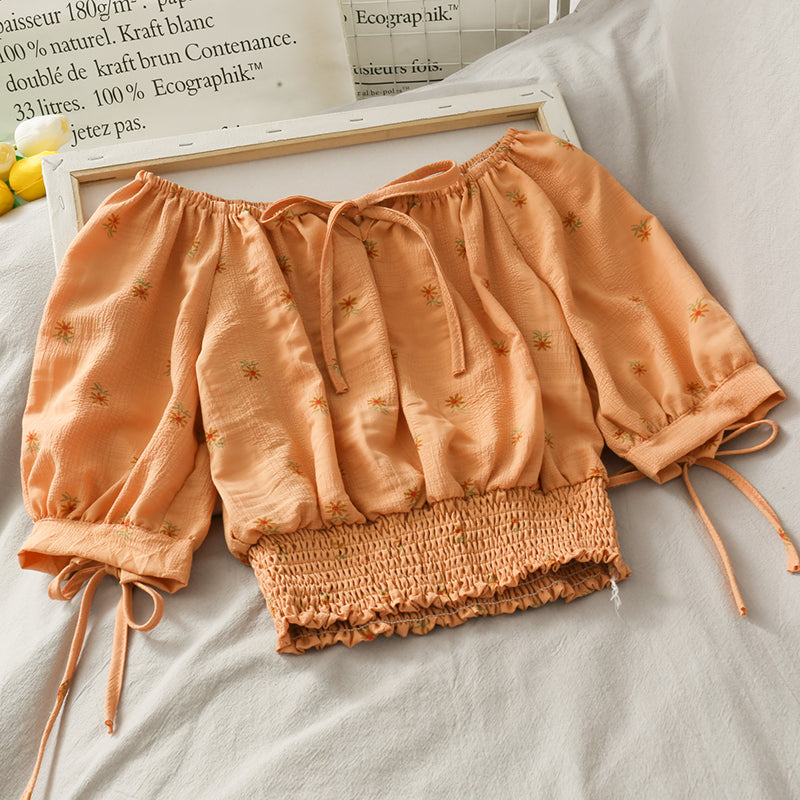 Cute floral pattern top crop tops  294