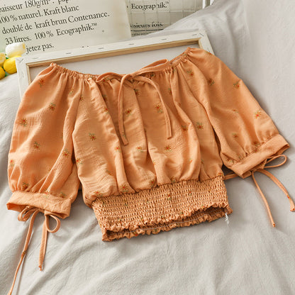 Cute floral pattern top crop tops  294