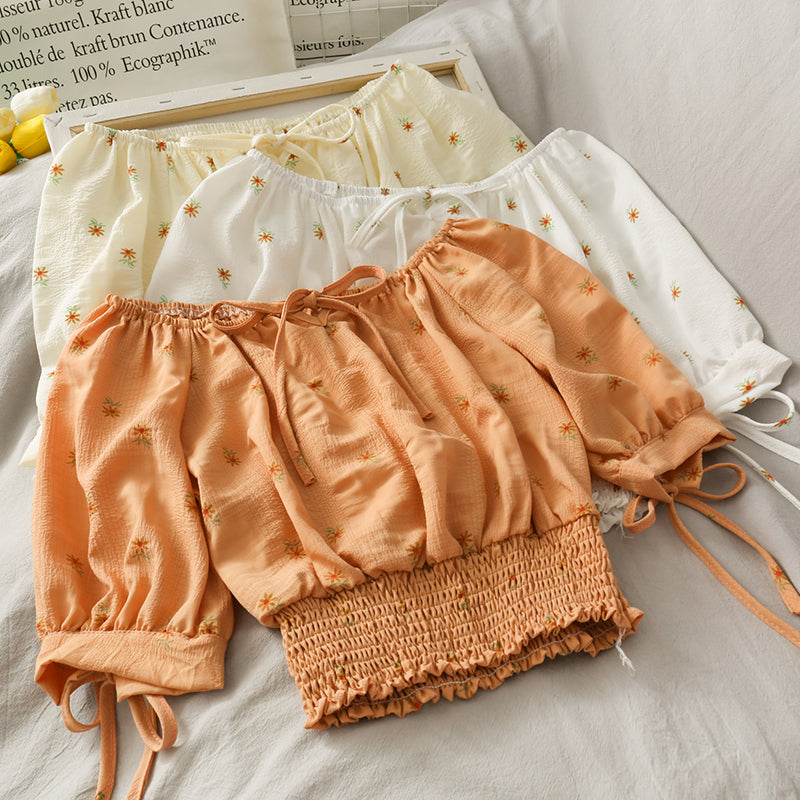 Cute floral pattern top crop tops  294