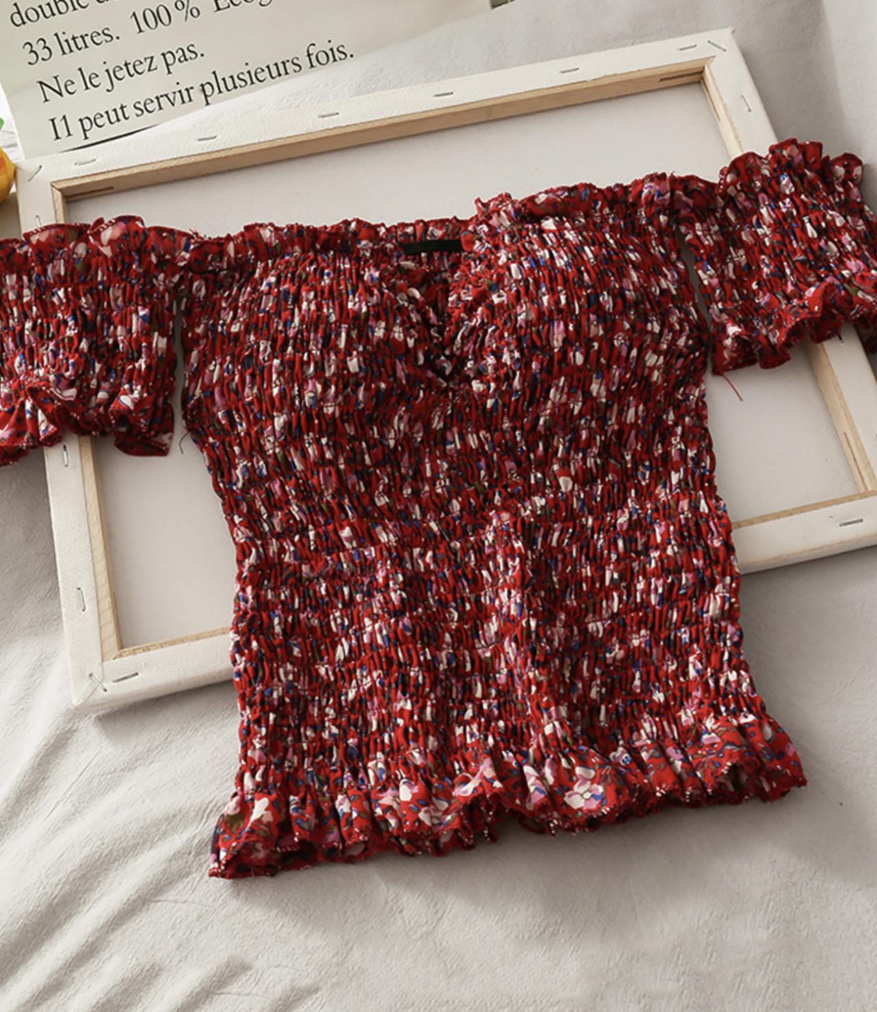 Cute floral off shoulder tops  295