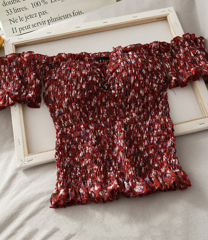 Cute floral off shoulder tops  295